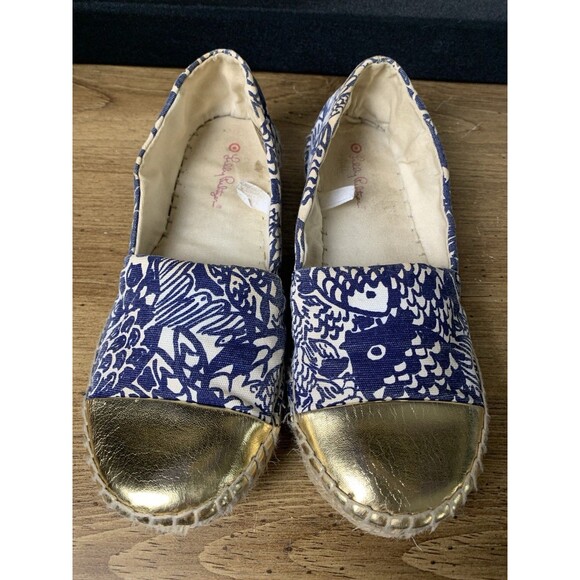 LILLY PULITZER  X Target Espadrilles Flats Size 7.5 Women’s Blue Nautical READ - Picture 3 of 14